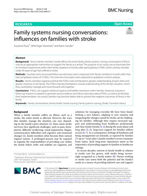 Family systems nursing conversations: influences on families with。